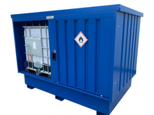 Load image into Gallery viewer, 02 IBC Hazvault Flatpack Blue Door Open