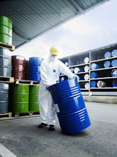 Load image into Gallery viewer, man wearing Tyvek isoclean moving barrel